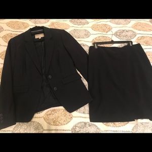 Navy pinstripe Banana Republic skirt suit